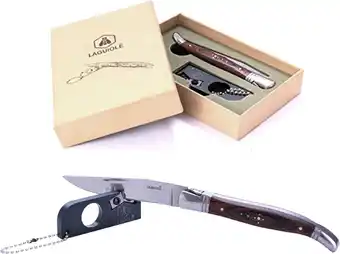 Bol.com Laguiole Opvouwbaar Mes premium van edelstaal en pakkahout met messenslijper in giftbox - zakmes - outdoor - survival aanbieding