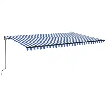 fonQ vidaXL Luifel automatisch met LED en windsensor 500x300 cm blauw wit aanbieding