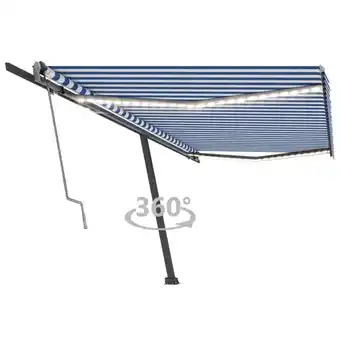 fonQ vidaXL Luifel automatisch met LED en windsensor 500x300 cm blauw wit aanbieding