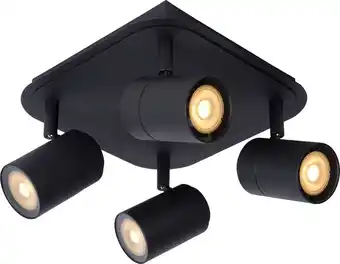Bol.com Lucide LENNERT Plafondspot Badkamer - LED Dimb. - GU10 - 4x5W 3000K - IP44 - Zwart aanbieding