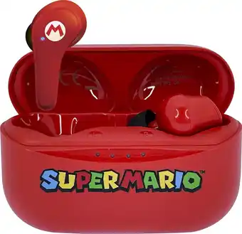 Bol.com Super Mario - TWS earpods - oplaadcase - touch control - extra eartips (rood) aanbieding