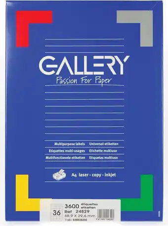 Bol.com Gallery witte etiketten ft 48,9 x 29,6 mm (b x h), rechte hoeken, doos van 3.600 etiketten aanbieding