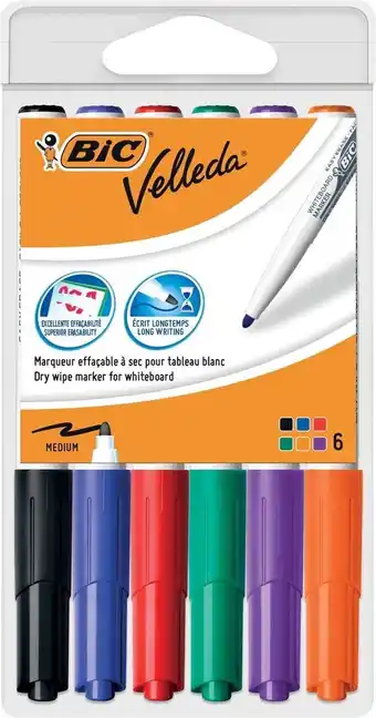 Bol.com Bic whiteboardmarker Velleda 1741, in geassorteerde kleuren, etui van 6 stuks aanbieding