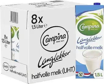 Bol.com Campina Langlekker Halfvolle Melk Houdbaar - 8 x 1.5 L aanbieding