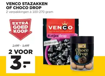 Jumbo Venco stazakken of choco drop 100-270 gram aanbieding