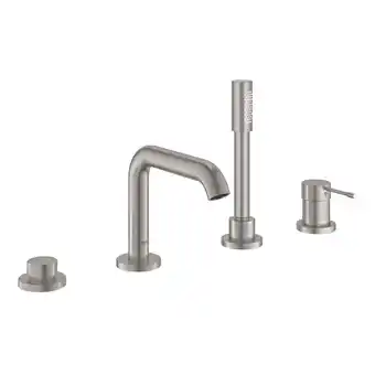 Sanitairwinkel.nl GROHE Essence new afdekset 4 gats badrandcombinatie met douchegarn. supersteel aanbieding