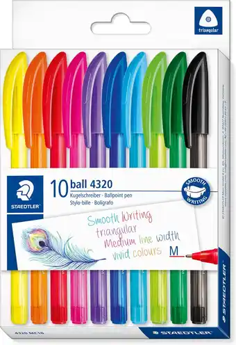 Bol.com STAEDTLER ball driekantige balpen set 10 kleuren aanbieding