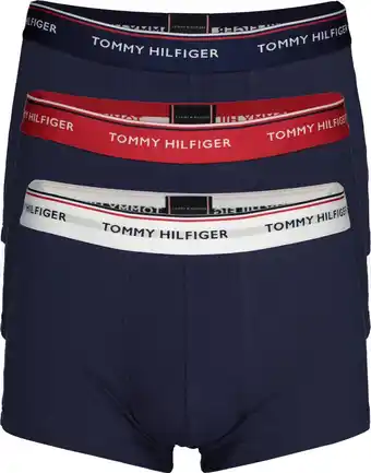 Bol.com Tommy Hilfiger - Maat L - low rise trunk (3-pack) - lage heren boxers kort - blauw met 3 kleuren tai aanbieding