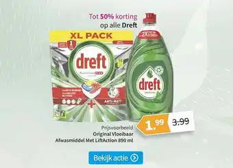 Plein.nl Dreft Original Vloeibaar Afwasmiddel Met LiftAction 890 Ml Tot 50% Korting aanbieding