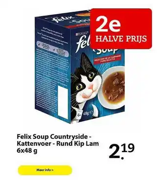 Pets Place Purina Felix Soup Countryside - Kattenvoer - Rund Kip Lam 6x48g aanbieding