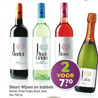 Dagwinkel IHeart Wijnen En Bubbels Merlot, Pinot, Rosé, Cava 2 voor aanbieding