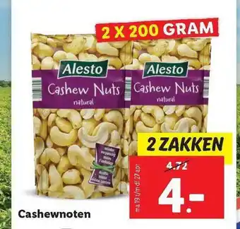 Lidl Alesto cashewnoten 2x200 gram aanbieding