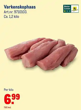 Makro Varkenskophaas 1,2 kilo aanbieding