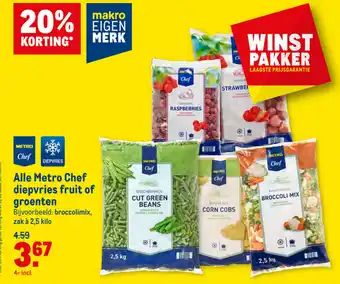 Makro Metro Chef Diepvries fruit of groenten 2.5kg aanbieding