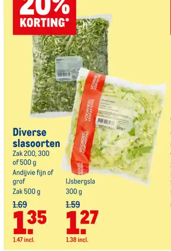 Makro Diverse slasoorten 200/300/500g aanbieding