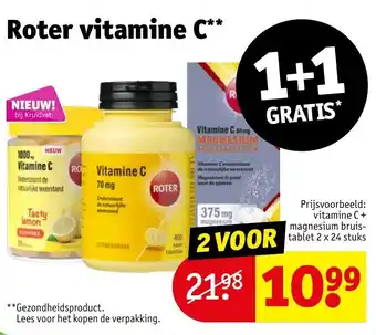 Kruidvat vitamine C + magnesium bruis-tablet 2 x 24 stuks aanbieding
