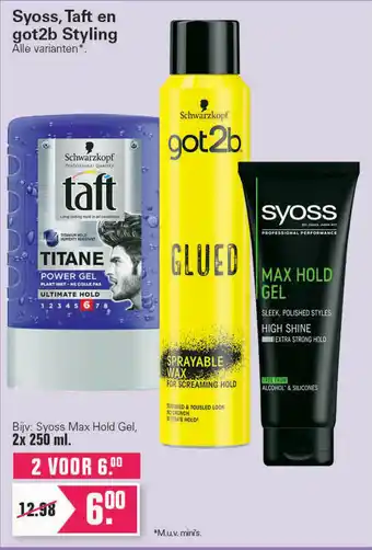 De Online Drogist Syoss, Taft en Got2b styling 2st aanbieding