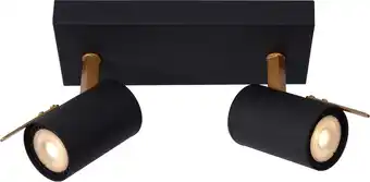 Bol.com Lucide GRONY Plafondspot - LED Dim to warm - GU10 - 2x5W 2200K/3000K - Zwart aanbieding