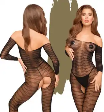 Bol.com Penthouse Lingerie Dreamy Diva - Off-Shoulder Erotische Catsuit - Maat XL - Zwart aanbieding