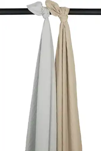 Bol.com Meyco Baby Uni swaddle - 2-pack - pre-washed hydrofiel - light grey/sand - 120x120cm aanbieding