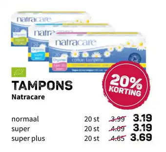 Ekoplaza Natracare tampons aanbieding