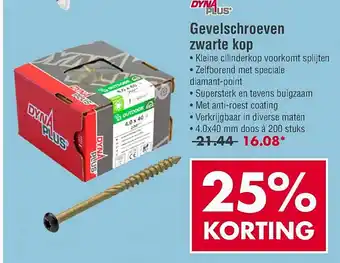 Enorm Gevelschroeven zwarte kop 25% Korting aanbieding