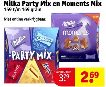 Kruidvat Milka party mix en moments mix 159 t/m 169 gram aanbieding