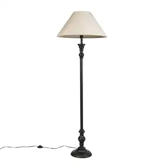 Lampenlicht.nl Vloerlamp zwart met velours kap taupe 55 cm - Classico aanbieding