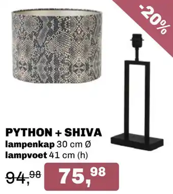 Trendhopper Python+Shiva lampenkap 30cm, lampvoet 41cm aanbieding