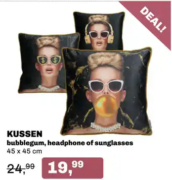 Trendhopper Kussen bubblegum, headphone of sunglasses 45x45cm aanbieding