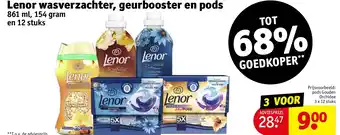 Kruidvat Lenor wasverzachter geurbooster en pods 3 x 12 stuks aanbieding