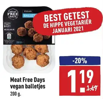 ALDI Meat free days vegan balletjes 200g aanbieding