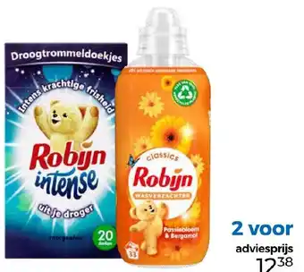 Trekpleister Robijn wasverzachter en droogtrommeldoekjes 2 voor aanbieding