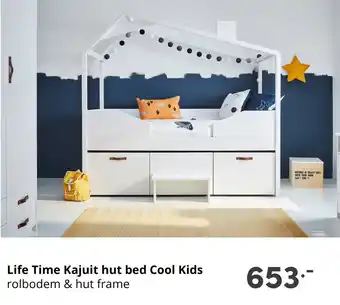 Baby & Tiener Life Time Kajuit hut bed Cool Kids rolbodem & hut frame aanbieding