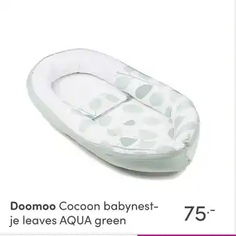 Baby & Tiener Doomoo Cocoon babynest- je leaves AQUA green aanbieding