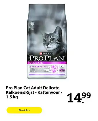 Boerenbond Pro Plan Cat Adult Delicate Kalkoen&Rijst - Kattenvoer - 1.5 kg aanbieding