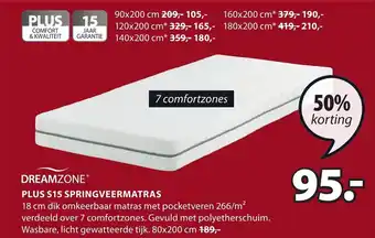 Jysk DreamZone Plus S15 springveermatras 80*200 aanbieding