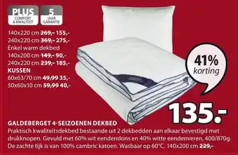 Jysk 4-seizoenen dekbed Galdeberget 140*200 aanbieding