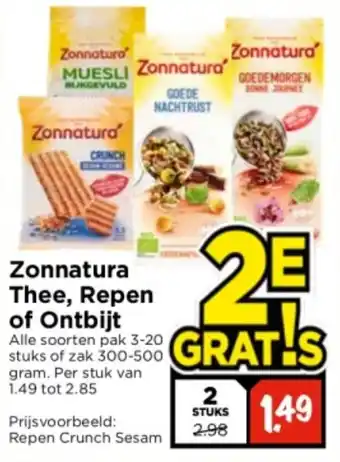 Vomar Voordeelmarkt Zonnatura Thee, Repen of Ontbijt aanbieding