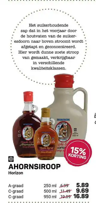 Ekoplaza Ahornsiroop Horizon 15% Korting aanbieding