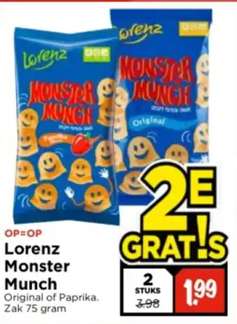 Vomar Voordeelmarkt Lorenz Monster Munch 75g aanbieding