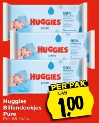 Vomar Voordeelmarkt Huggies Billendoekjes Pure Pak 56 stuks aanbieding