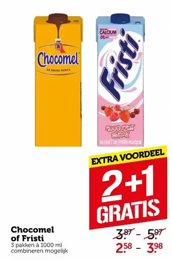 Coop Chocomel of Fristi 3*1L aanbieding