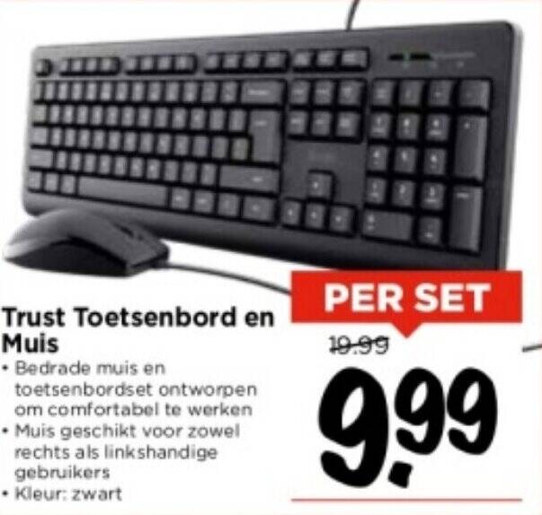 Trust Trezo toetsenbord Inclusief muis RF Draadloos QWERTY Amerikaans Engels Zwart
