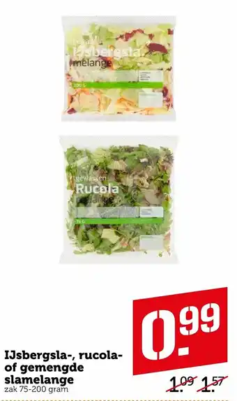 Coop IJsbergsla-, rucola- of gemengde slamelange 75-200g aanbieding