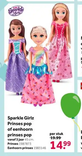 Intertoys Sparkle Girlz Prinses Pop of Eenhoorn Prinses Pop per stuk aanbieding