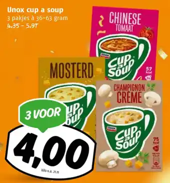 Poiesz Unox cup a soup 3 pakjes à 36-63 gram aanbieding