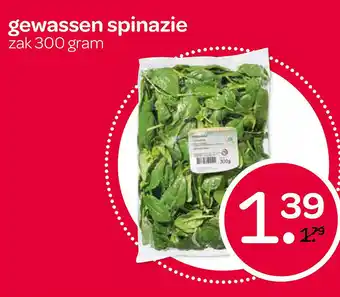 Spar gewassen spinazie 300 gram aanbieding