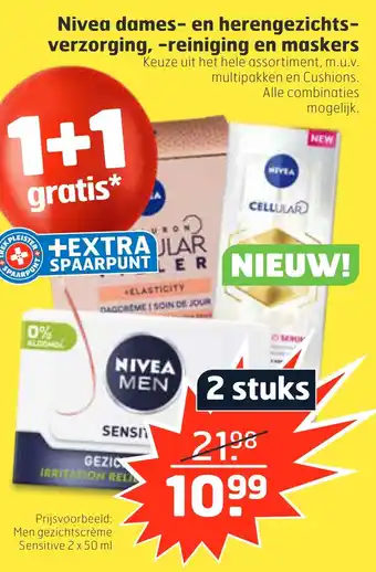 Trekpleister Nivea dames- en herengezichtsverzorging, -reiniging en maskers aanbieding