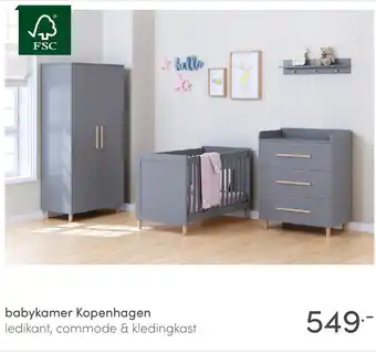 Baby & Tiener Babykamer kopenhagen ledikant, commode & kledingkast aanbieding